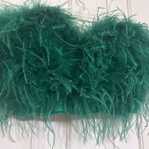 Fashion Nova Green Feathered Crop Top